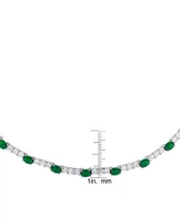 Simulated Emerald/Cubic Zirconia Oval Necklace in Silver Plate