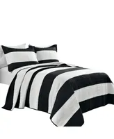 Lush Decor New Berlin Stripe 3 Piece Quilt Set, Full/Queen