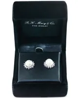 Effy Cultured Freshwater Pearl (7mm) & Diamond (1/10 ct. t.w.) Stud Earrings in Sterling Silver