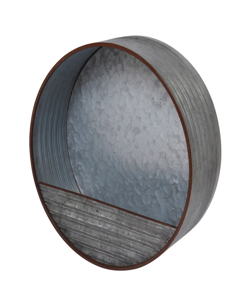 Hanging Round Galvanized Metal Wall Planter