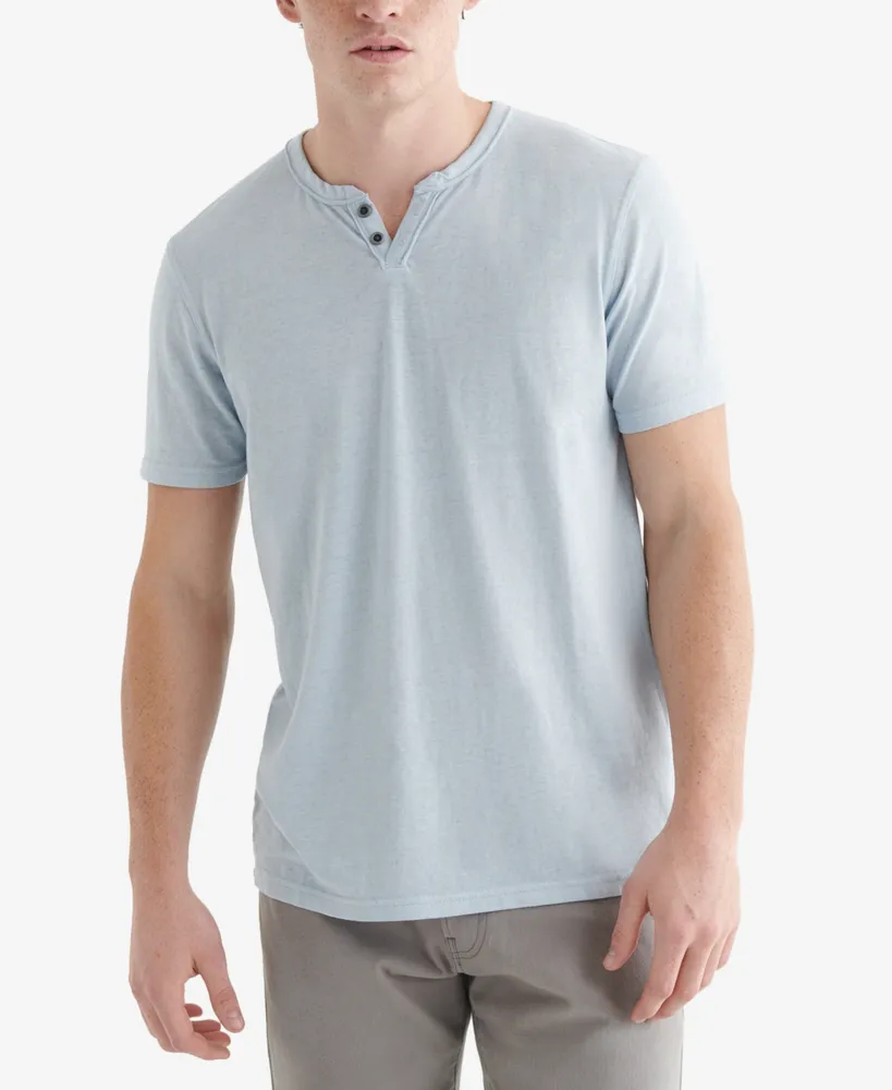 Lucky Brand Men's Venice Burnout Notch Neck Tee Shirt in Soft Wash Fabric