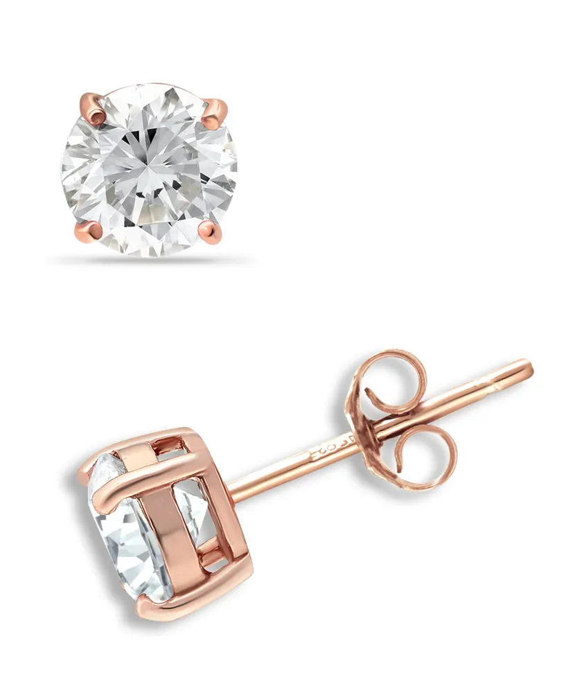 Giani Bernini 18k Gold and Sterling Silver Earrings, Round Cubic Zirconia Studs (1/2 ct. t.w.)