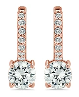Cubic Zirconia Huggie Hoop Earrings 18k Gold-Plated Sterling Silver or Rose