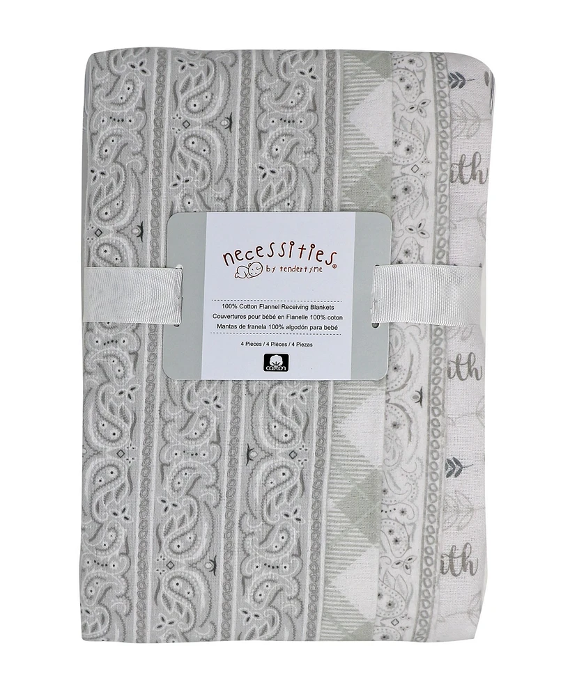 Baby Boys and Girls Paisley Receiving Blankets, Pack of 4