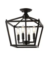 Plains Mini Lantern 4-Light Iron Modern Farmhouse Led Flush Mount