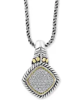 Effy Diamond Cluster 18" Pendant Necklace (1/4 ct. t.w.) in Sterling Silver & 18k Gold