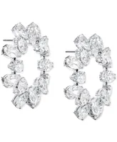 Swarovski Silver-Tone Crystal Circle Stud Earrings