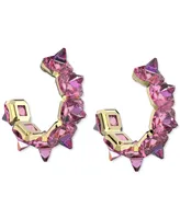 Swarovski Gold-Tone Chroma Pink Spiky Crystal Hoop Earrings