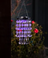 Glitzhome Solar Lighted Jewel Beaded Wind Chime or Chandelier Hanging Decor