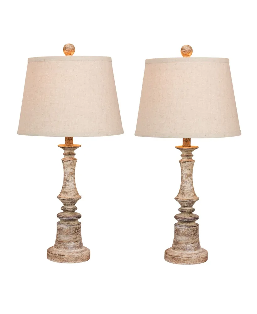 Fangio Lighting Distressed Candlestick Resin Table Lamps, Set of 2