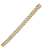 Men's Cubic Zirconia Curb Link Chain Bracelet in 24k Gold-Plated Sterling Silver