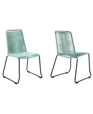 Shasta Outdoor Metal and Rope Stackable Dining Chair, Set of 2