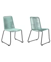 Shasta Outdoor Metal and Rope Stackable Dining Chair, Set of 2