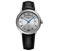 Raymond Weil Men's Swiss Automatic Maestro Black Leather Strap Watch 39mm