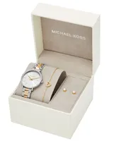 Michael Kors Women's Pyper Two-Tone Stainless Bracelet Watch 32mm Gift Set - Two