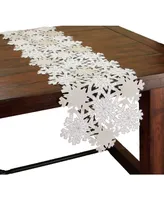 Xia Home Fashions Shimmer Snowflake Embroidered Collection Cutwork Table Runner, 54" x 15"