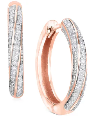 Diamond Twist Hoop Earrings (1/4 ct. t.w.) Sterling Silver, 14K Gold-Plated Silver or Rose