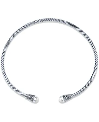 Cultured Freshwater Pearl (9-1/2mm) Cuff 16-1/4" Statement Necklace in Sterling Silver