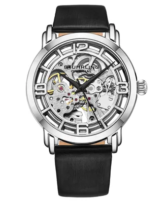Women's Automatic Black Genuine Leather Strap Watch 40mm