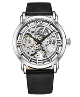 Women's Automatic Black Genuine Leather Strap Watch 40mm