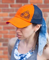 Yoga Lady Women's Adjustable Snap Back Mesh Orange Buddha Trucker Hat