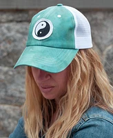 Zen Lady Women's Adjustable Snap Back Mesh Green Yin Yang Trucker Hat