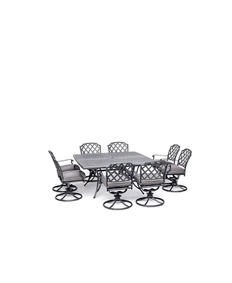 Vintage Ii Outdoor 9-Pc. Dining Set (64" Square Dining Table & 8 Swivel Rockers), With Outdura Cushions Created for Macy's