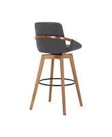 Baylor Swivel Wood Bar or Counter Stool Faux Leather