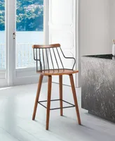 Micah Walnut and Metal Modern Counter Height Bar Stool