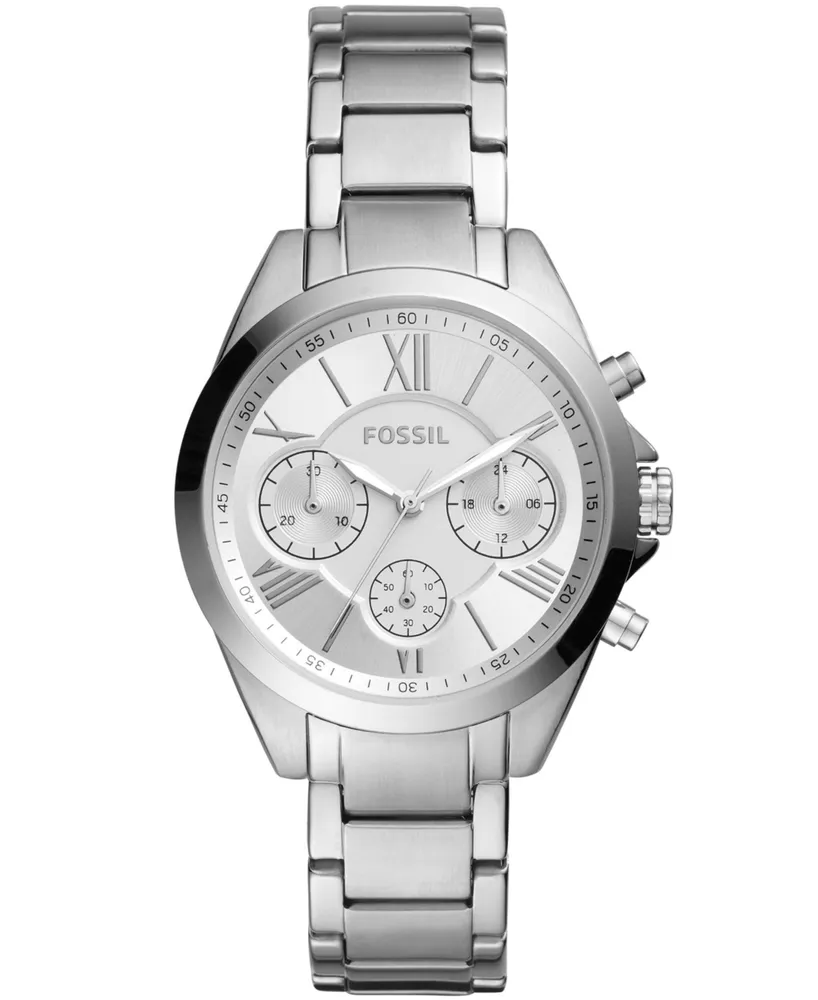 Fossil Women's Modern Courier Chronograph Stainless Steel Silver-Tone Watch 36mm - Silver