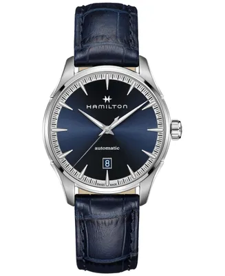 Hamilton Men's Swiss Automatic Jazzmaster Blue Leather Strap Watch 40mm