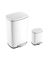 Connor Rectangular Trash Can with Soft-Close Lid and Free Mini Trash Can, Set of 2
