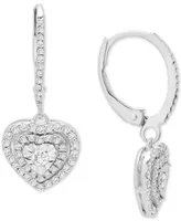 Diamond Heart Drop Earrings (1/2 ct. t.w.) Sterling Silver, Gold-Plated Silver or Rose