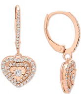 Diamond Heart Drop Earrings (1/2 ct. t.w.) Sterling Silver, Gold-Plated Silver or Rose