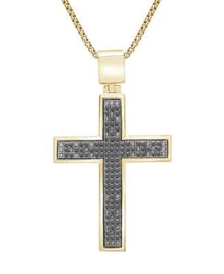 Diamond Cross 22" Pendant Necklace (1/2 ct. t.w.) in 14k Gold-Plated Sterling Silver or Sterling Silver (Also in Black Diamonds)