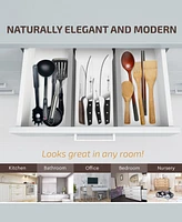 4 Pack Drawer Dividers Bamboo 2.6" High, 16-22" Adjustable Organizers, Expandable Dresser Separators Bedroom/Kitchen/Office