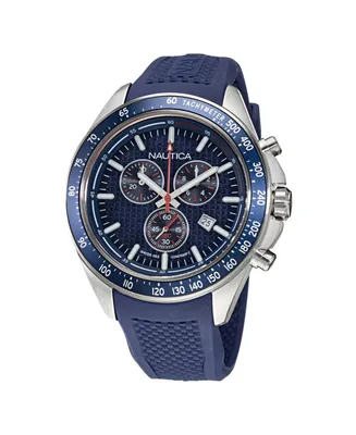 Nautica Men's Analog Blue Silicone Strap Watch 46 mm
