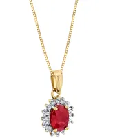 Ruby (1 ct. t.w.) & Diamond (1/5 ct. t.w.) Halo 18" Pendant Necklace in 10k Gold