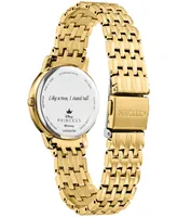 Disney by Citizen Eco-Drive Women's Belle Gold-Tone Stainless Steel Bracelet Watch 30mm - Gold