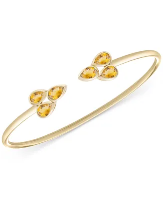 Citrine Pear-Cut Cluster Cuff Bangle Bracelet (1-1/5 ct. t.w.) in 14k Gold (Also in Peridot)