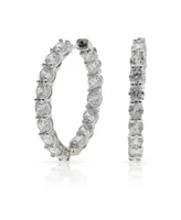 Solitaire Inside Out Cubic Zirconia Hoop Earrings