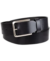 Tommy Hilfiger Men's Heavy Brass Buckle Leather Belt