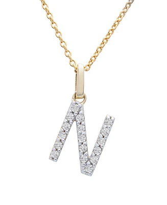 Diamond Initial Pendant Necklace (1/10 ct. t.w.) in 14k Gold, 17" + 1" Extender