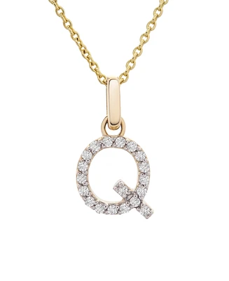 Diamond Initial Pendant Necklace (1/10 ct. t.w.) in 14k Gold, 17" + 1" Extender