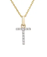 Diamond Initial Pendant Necklace (1/10 ct. t.w.) in 14k Gold, 17" + 1" Extender