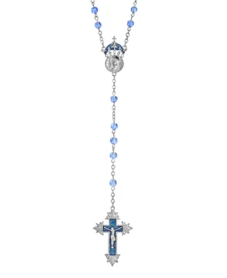 Silver-Tone Sapphire Enamel "King of Kings" Rosary - Silver