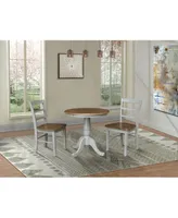 30" Round Top Pedestal Dining Table with 2 Madrid Ladderback Chairs