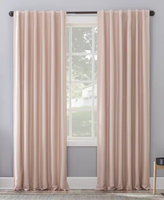 Sun Zero Evelina Faux Dupioni Silk Thermal Extreme 100% Blackout Back Tab Curtain Panel