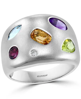 Effy Multi-Gemstone (2 ct. t.w.) & Diamond (1/20 ct. t.w.) Statement Ring in Sterling Silver