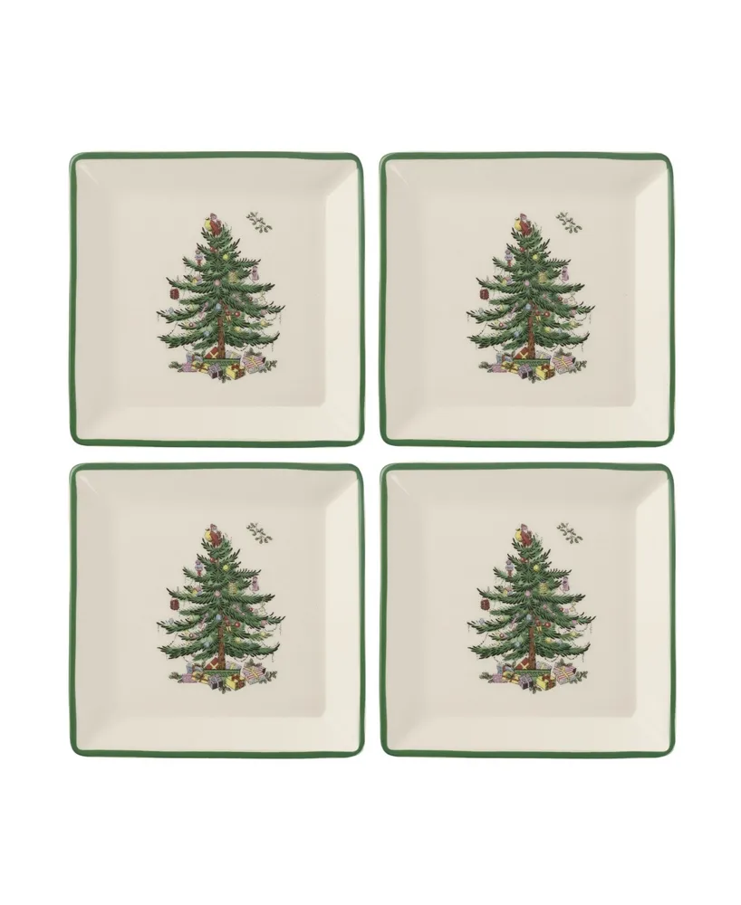 Spode Christmas Tree Tidbit Plates, Set of 4